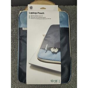 U Brands Blue Grid Patterned Laptop Pouch 13-14" Screen~NEW WITH TAGS